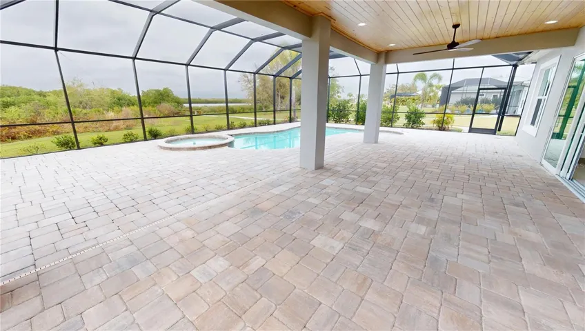 Expansive lanai with tongue and groove ceiling