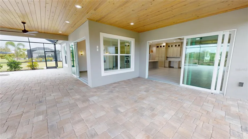 Expansive lanai with tongue and groove ceiling