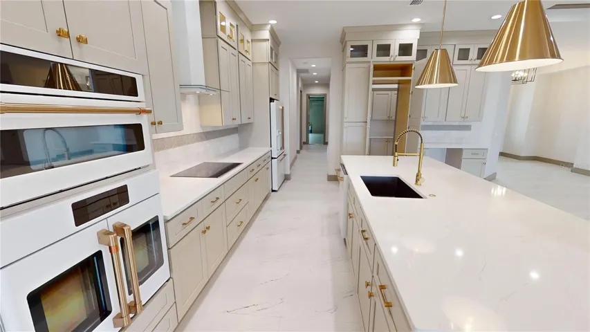 Gourmet kitchen and island