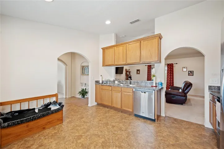 Spacious kitchen looking into the great room