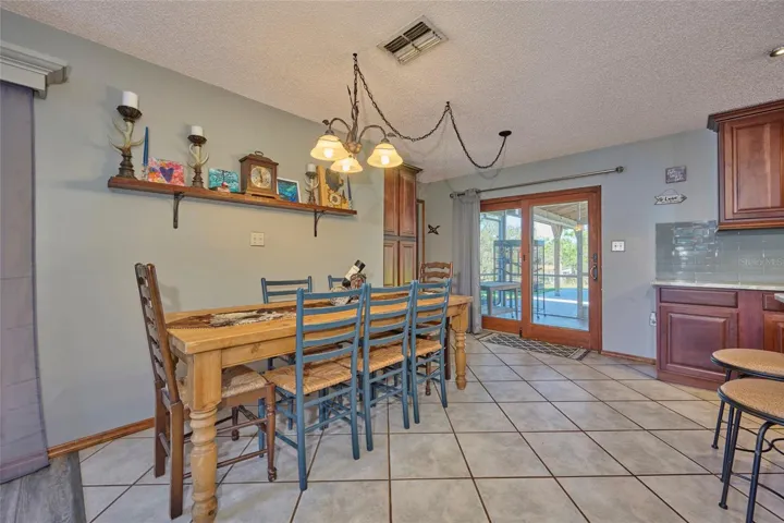 Dining area with view of porch