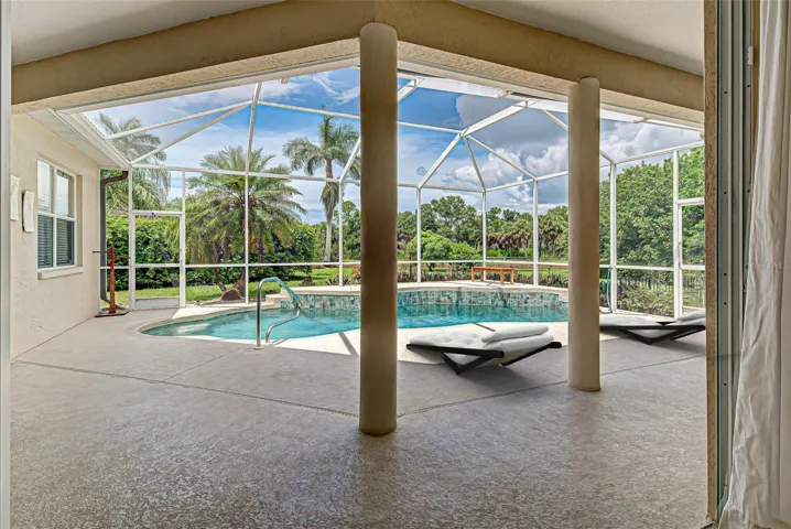 Spacious pool patio