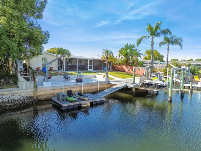 Dock with Boat Lift, Davits, and Floating Dock