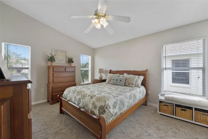 Spacious Master Bedroom features Vaulted Ceilings
