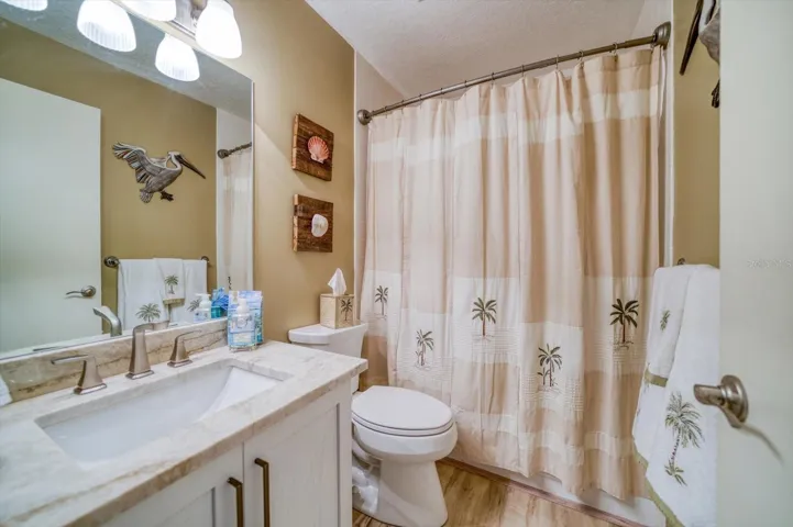 Full bathroom on main level of the townhouse.