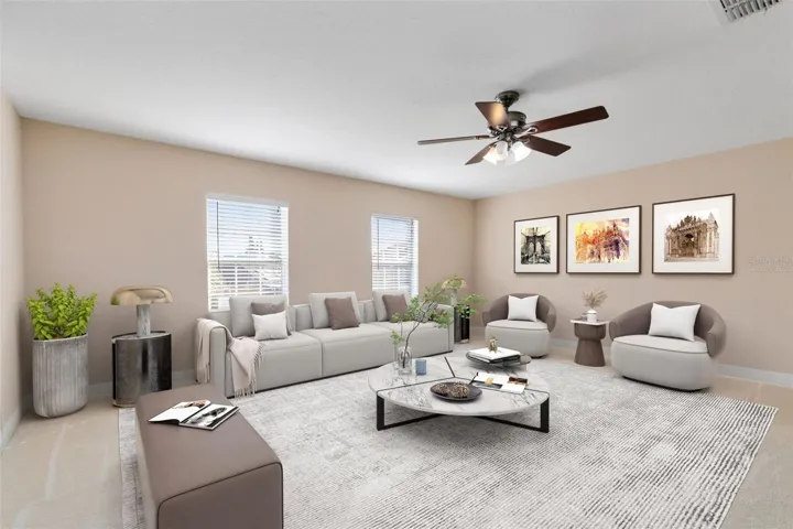 This photo has been virtually staged. A great addtional living space for relaxation or recreation.