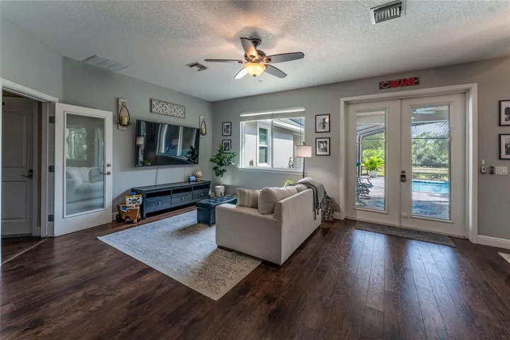 large Florida room with french doors