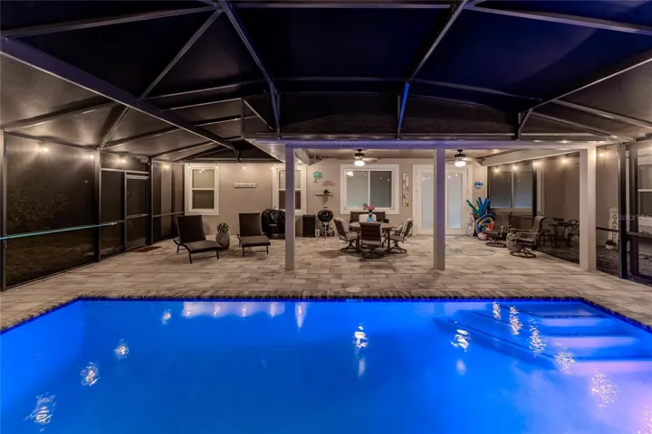 pool area with LED lighting