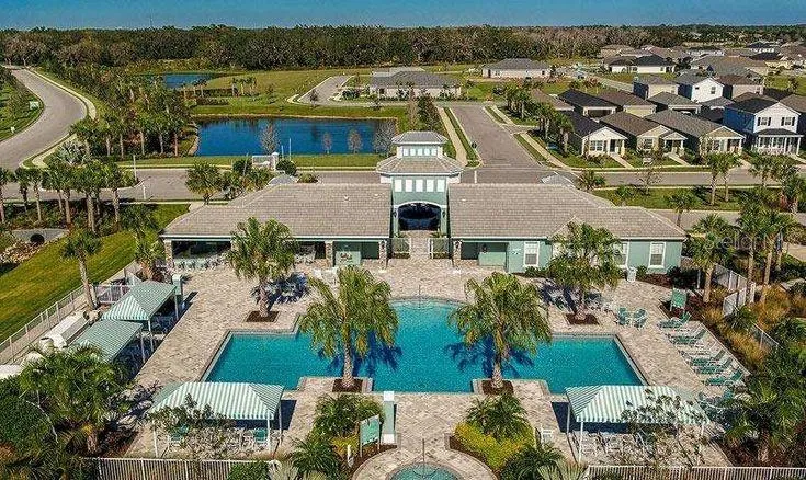 pool with amenity center