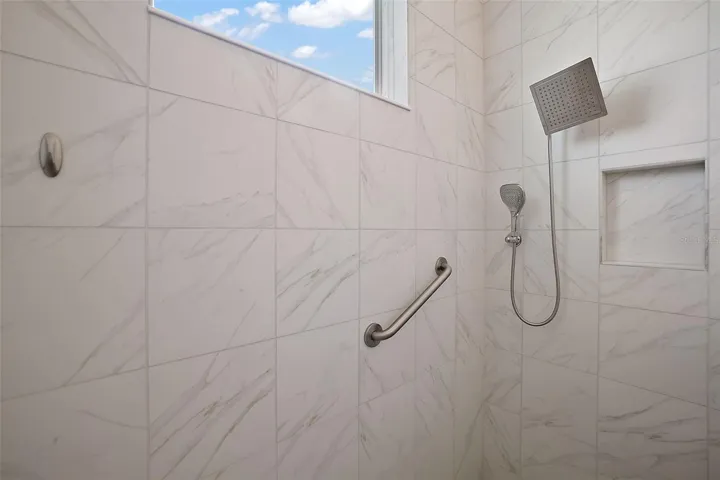Primary bathroom zero entry shower