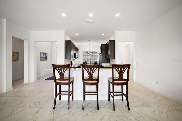 Breakfast bar with solid surface counters