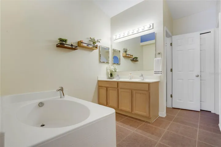 Primary Bathroom, Dual sinks, Garden tub, separate room with toilet & shower