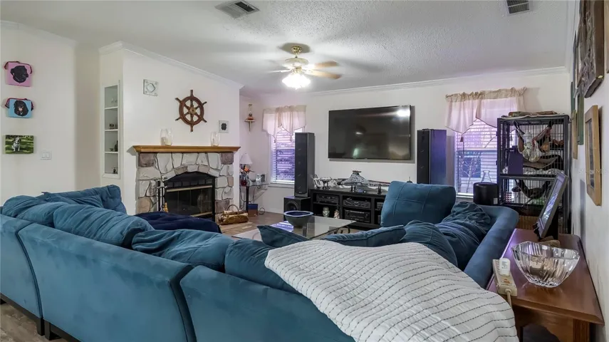 Great room with fireplace