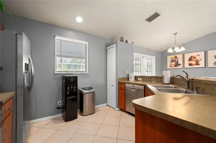 Kitchen has closet pantry.