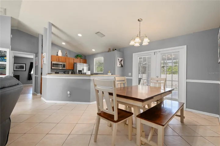 Dining area and kitchen.