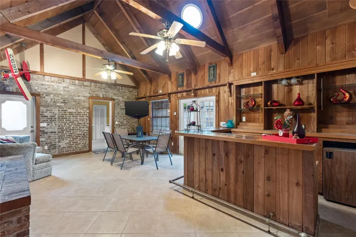 Cedar lined walls