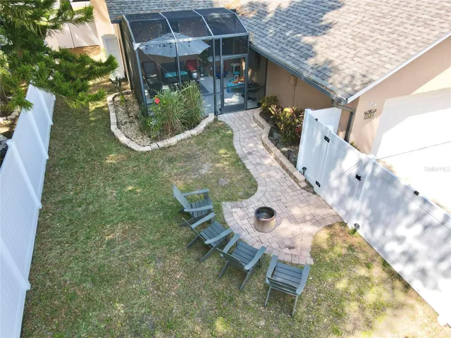 Aerial view of the back yard