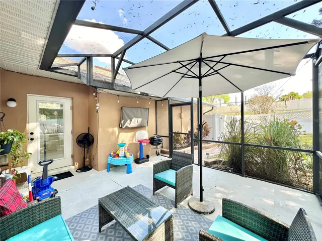 Screened-in back porch and TV mount