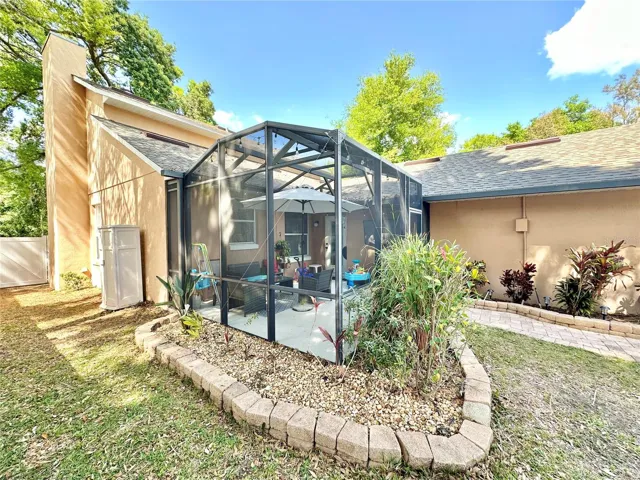 Screened-in back porch