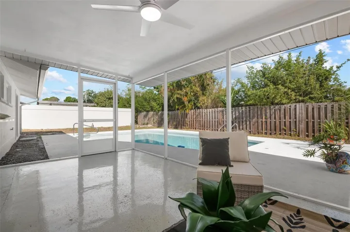 The patio floor was just refinished, as was the pool & pool deck!