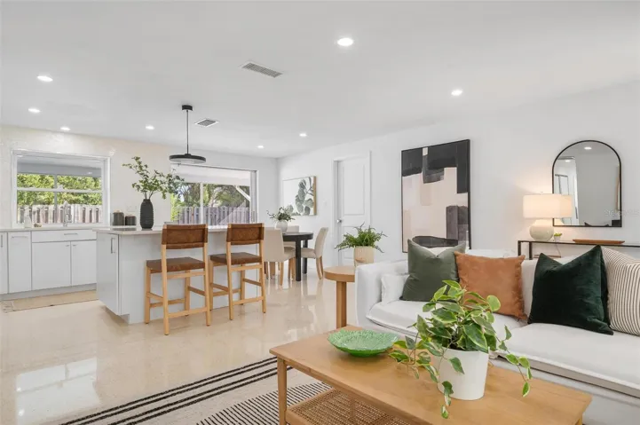 The kitchen is fabulously open and features new everything!