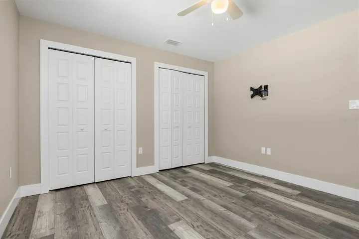 Closet space connects offering lots of storage.
