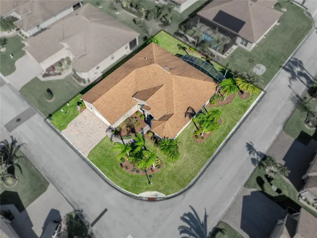 Drone view of property