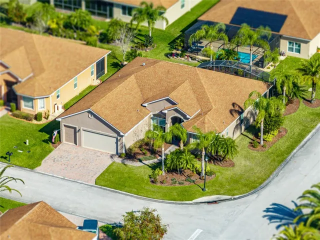 Drone view of property