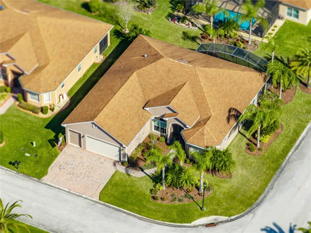 Drone view of property