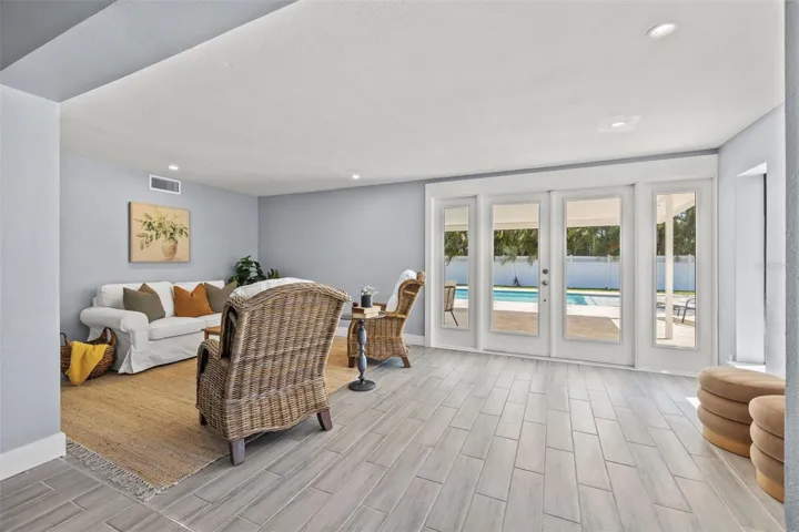 French doors leading to backyard paradise