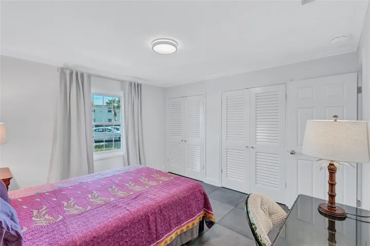 Double closets in the guest bedroom