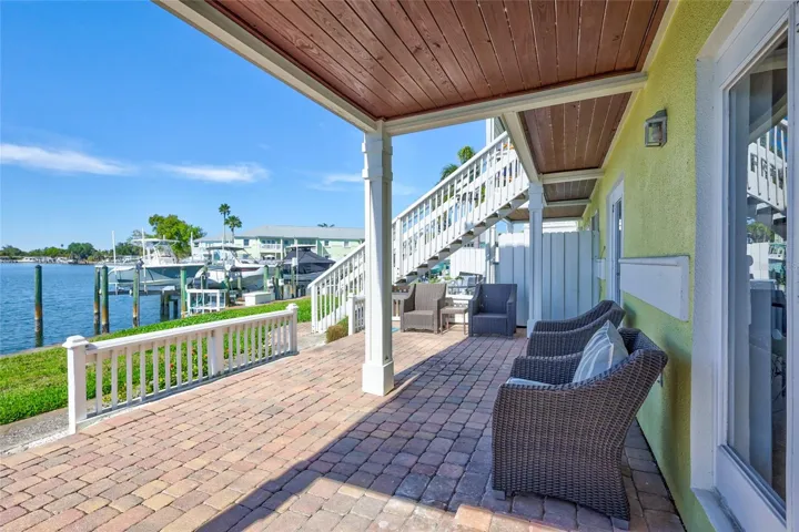 Patio with view of the Boat Lift which can be purchased separately