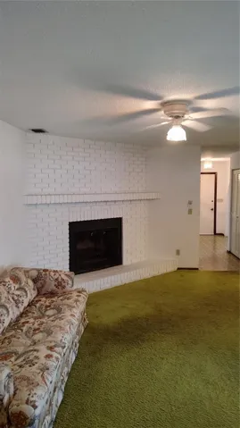 family room with fireplace