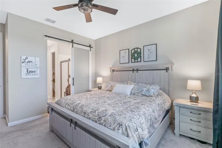 Designer Barn Door leads into the Master Ensuite Bath