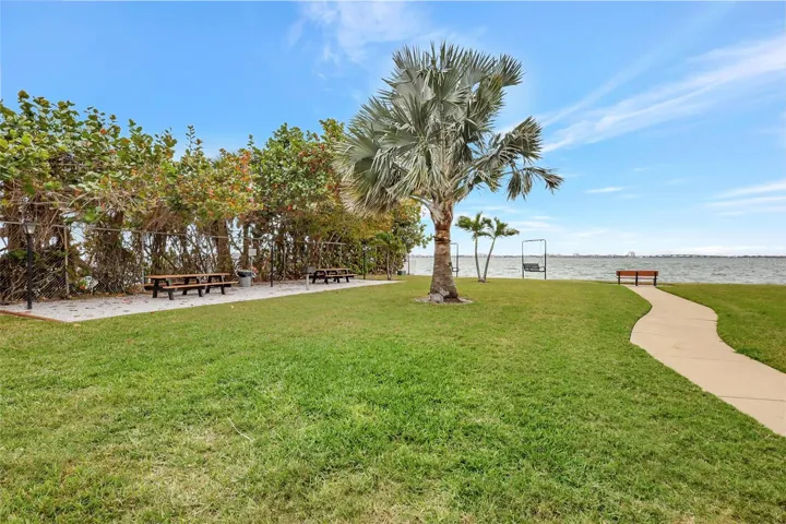 Open space with picnic tables, benches and more