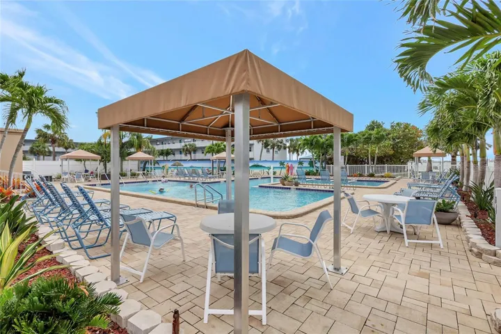 Pool area right by the water for great views