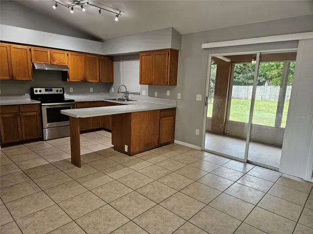 Kitchen with back yard view