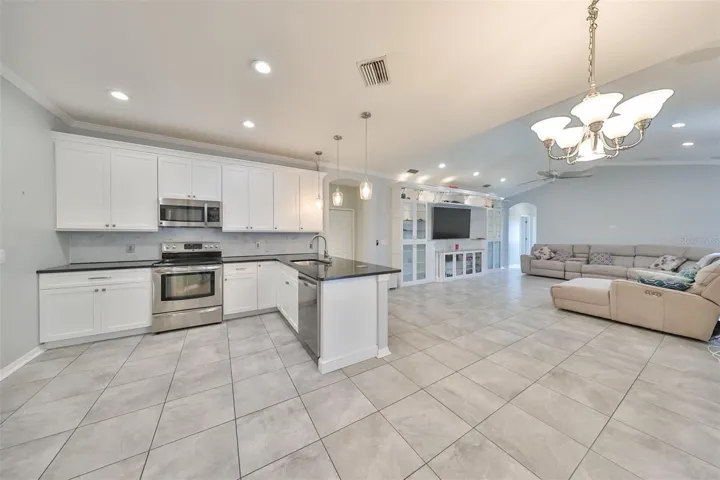 Kitchen view overlooking the Family room