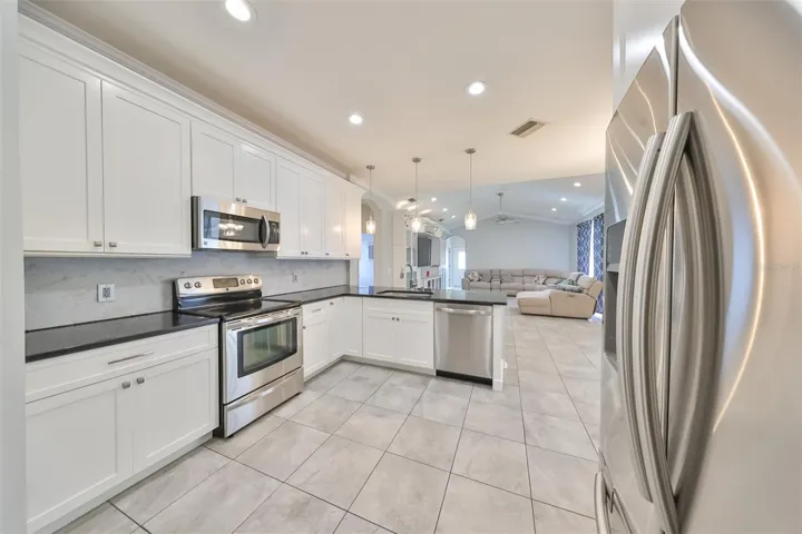 Kitchen and family room