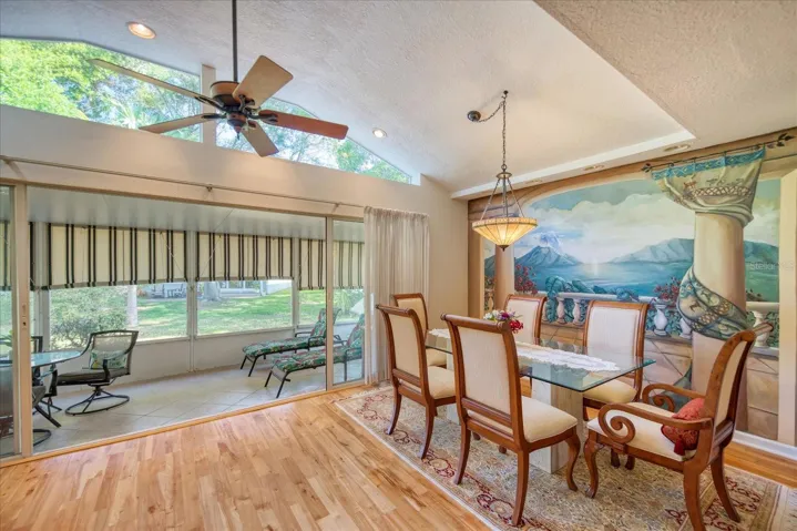 Vaulted ceiling with tree top view window feature~