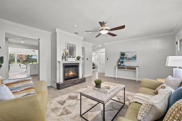 Living area with fireplace
