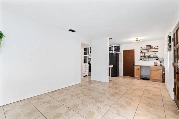 A view from the living room into the kitchen.
