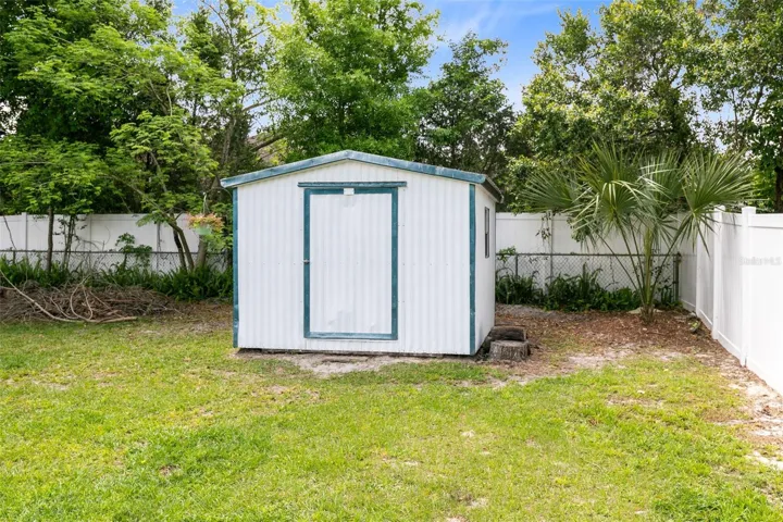 Additional storage is available in the shed, keeping your belongings organized and easily accessible.