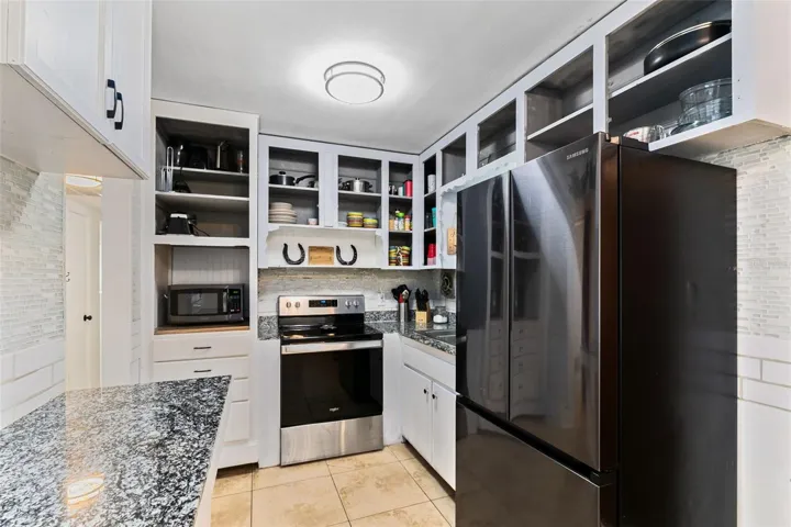 Modern stainless steel appliances.