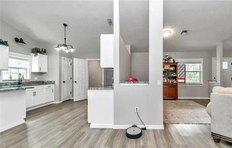 View of kitchen and living room