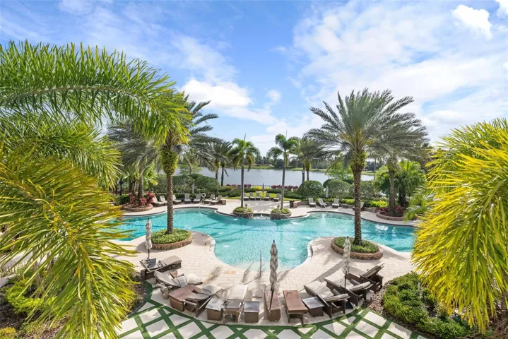Community Pool with chaise lounge chairs