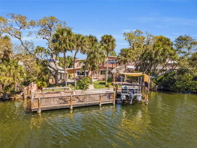 View of dock from the water .