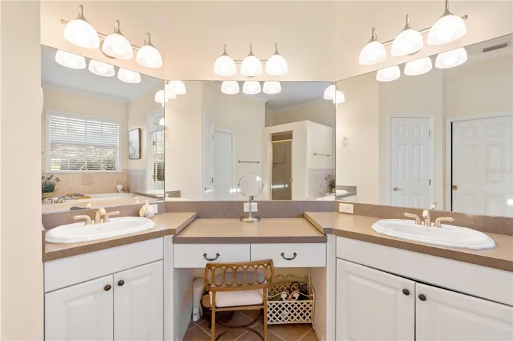 Primary Bath with Dual Sinks with Large Walk in Closet