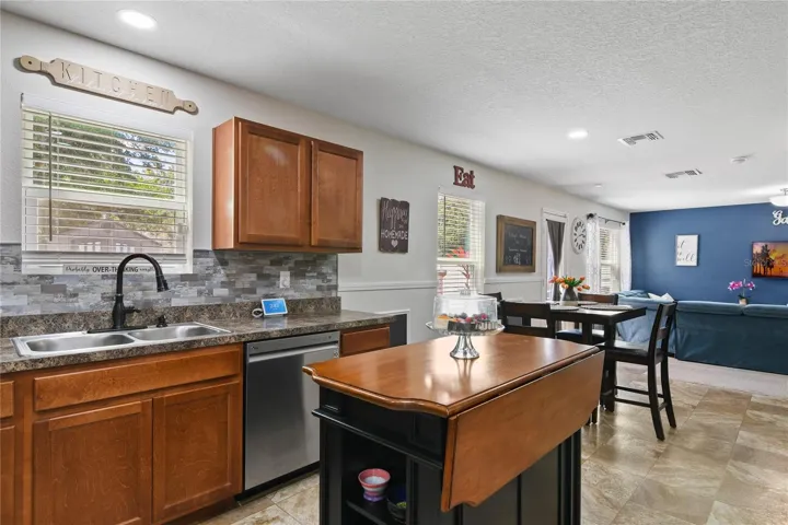 Kitchen with portable island