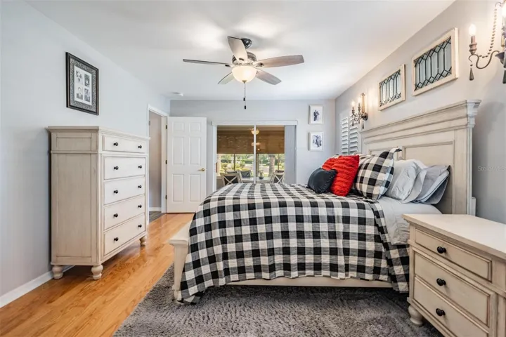 The master bedroom provides direct access to the lanai